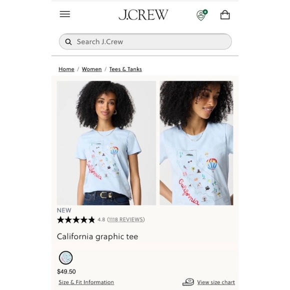 J CREW Collector Tee Short Sleeve 100% Cotton T-Shirt — California — LARGE - Picture 6 of 7